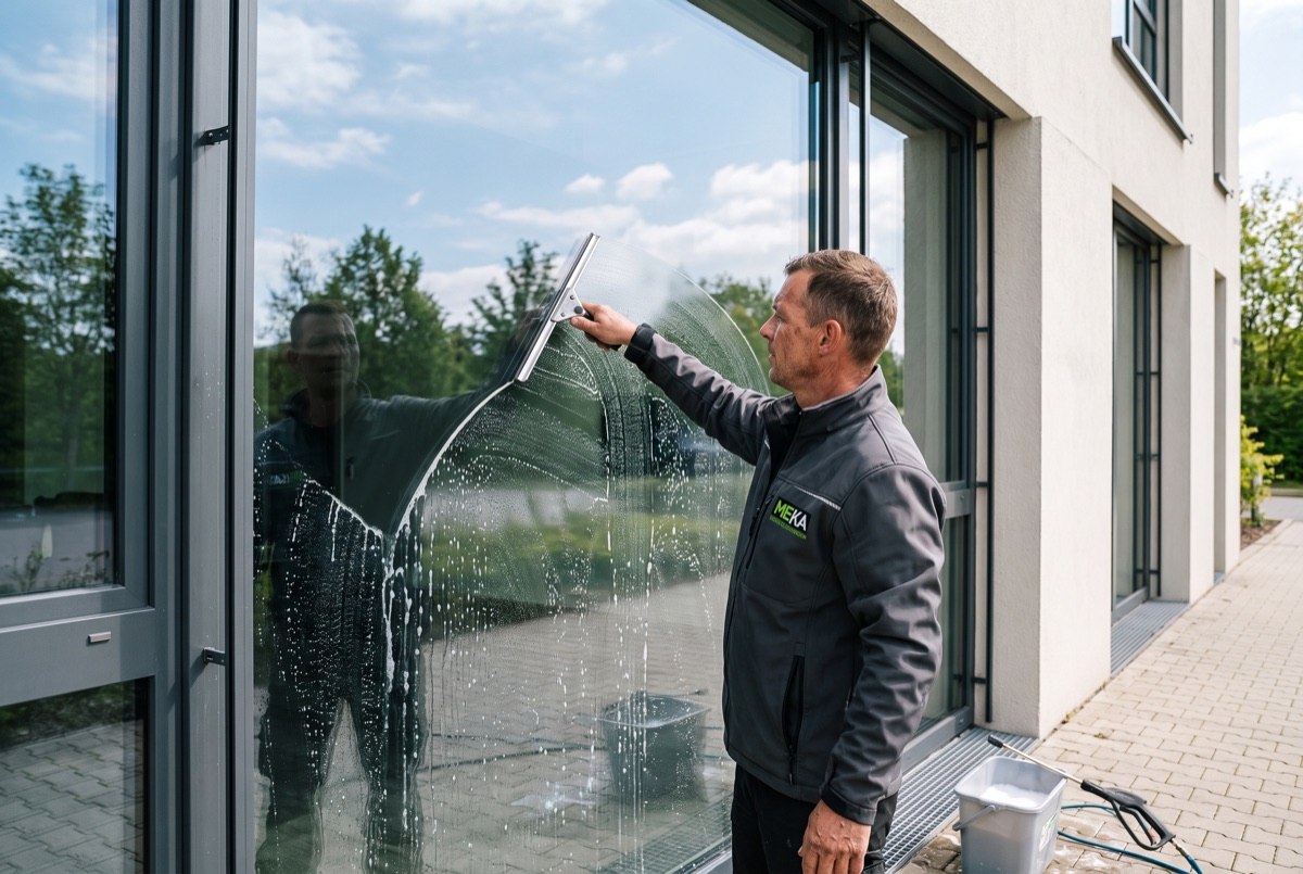 Professionelle Glasreinigung von Fenstern und Glasfassaden