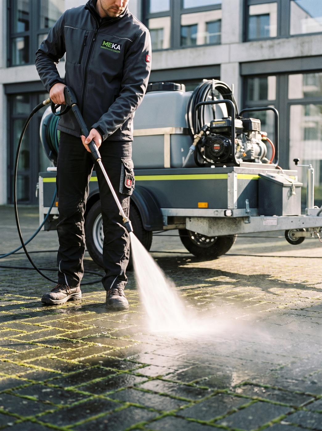 Mobile Hochdruckreinigung mit Wassertank-Hänger, bis 240 bar
